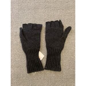Carolina Amato Women One Size Black Cashmere Gloves Fingerless Mittens